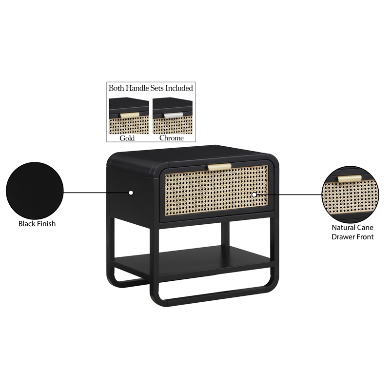 Meridian Furniture Sage Black Wood Veneer Night Stand