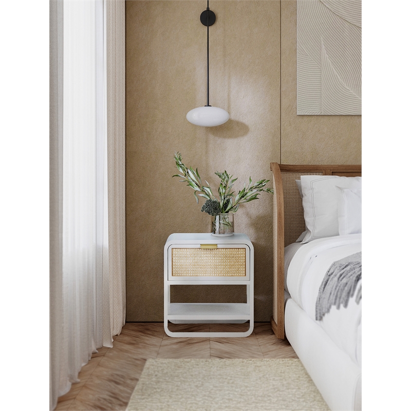 Meridian Furniture Sage White Wood Veneer Night Stand