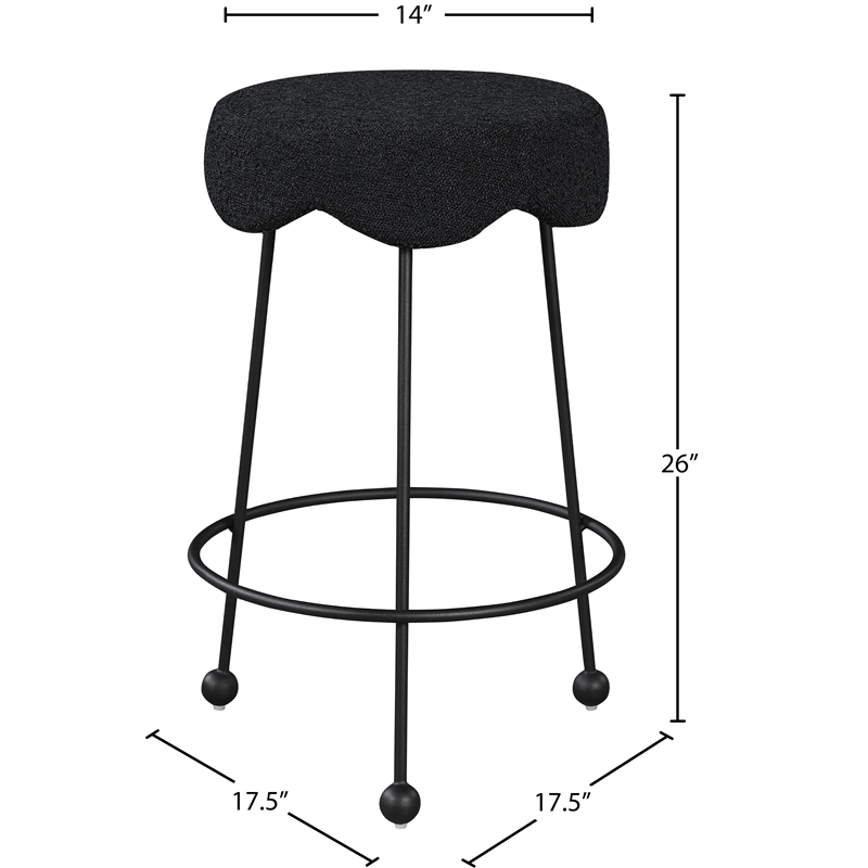 Meridian Furniture Fleur Black Boucle Fabric Counter Stool