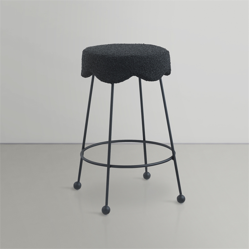 Meridian Furniture Fleur Black Boucle Fabric Counter Stool