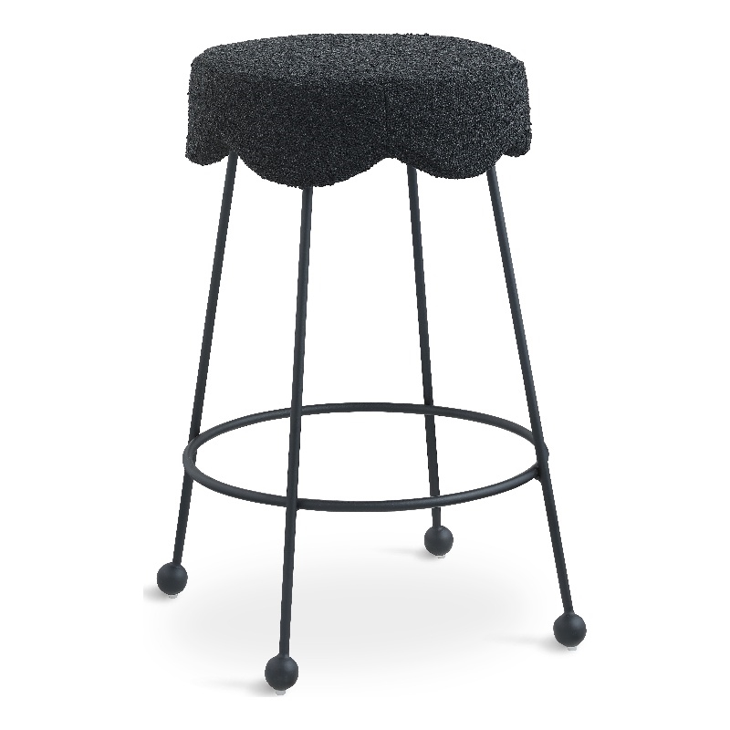 Meridian Furniture Fleur Black Boucle Fabric Counter Stool