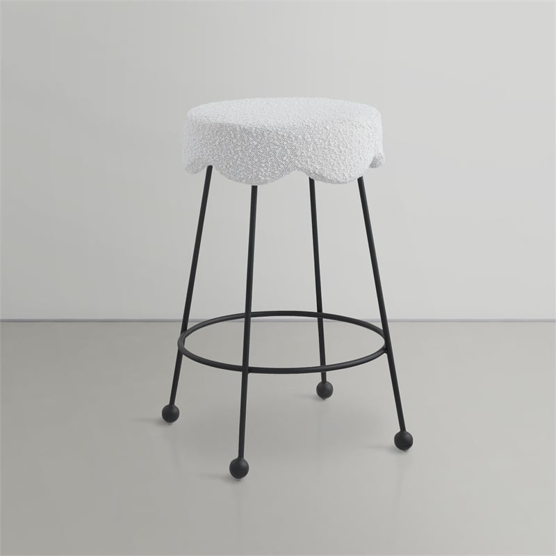 Meridian Furniture Fleur Cream Boucle Fabric Counter Stool