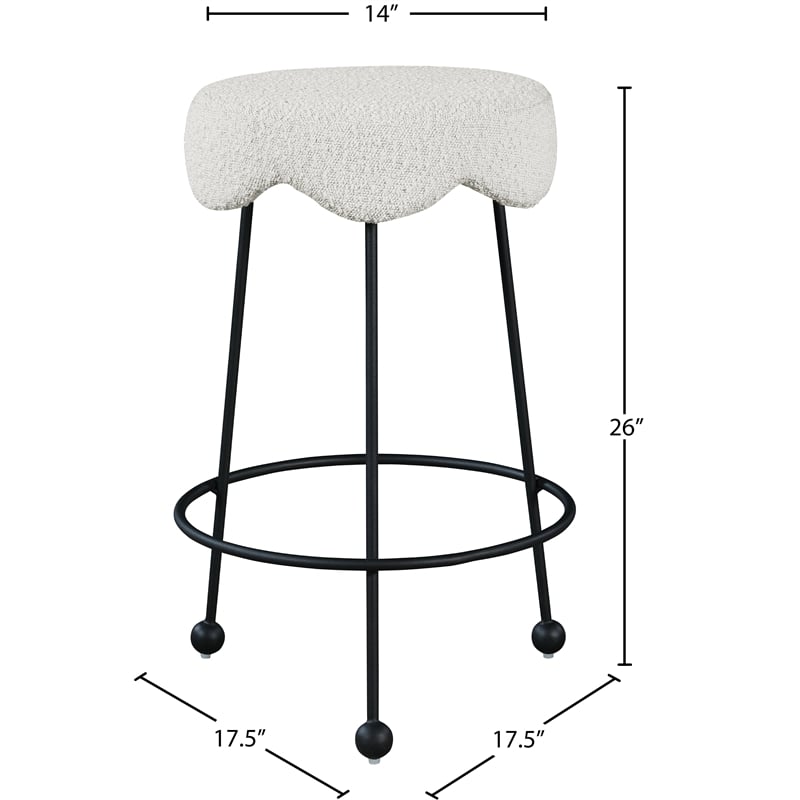 Meridian Furniture Fleur Cream Boucle Fabric Counter Stool