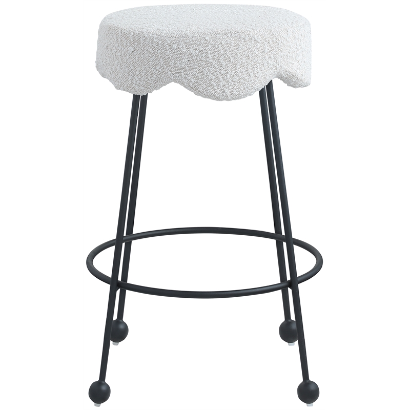 Meridian Furniture Fleur Cream Boucle Fabric Counter Stool