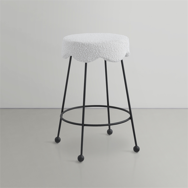 Meridian Furniture Fleur Cream Boucle Fabric Counter Stool