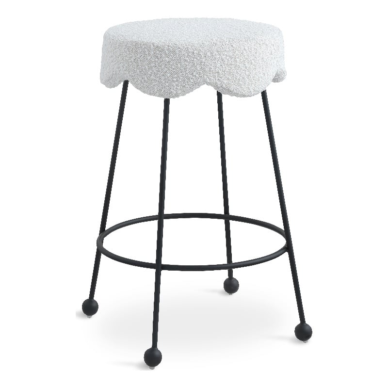 Meridian Furniture Fleur Cream Boucle Fabric Counter Stool