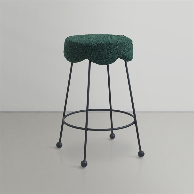 Meridian Furniture Fleur Green Boucle Fabric Counter Stool