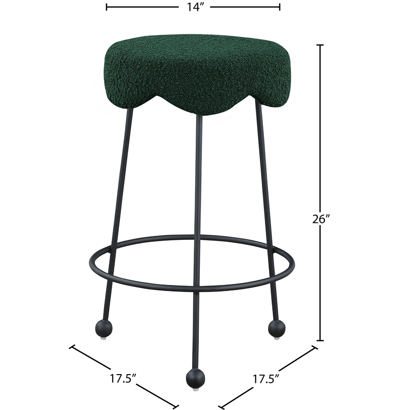 Meridian Furniture Fleur Green Boucle Fabric Counter Stool