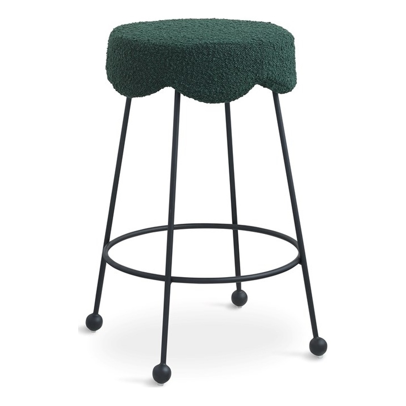 Meridian Furniture Fleur Green Boucle Fabric Counter Stool