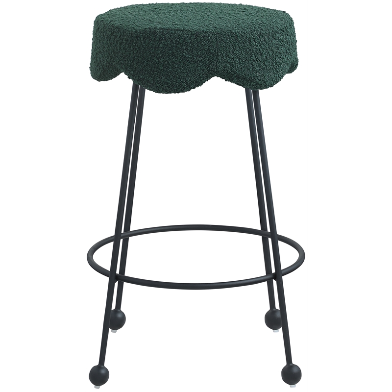 Meridian Furniture Fleur Green Boucle Fabric Counter Stool