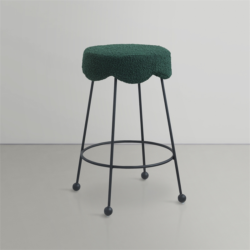 Meridian Furniture Fleur Green Boucle Fabric Counter Stool