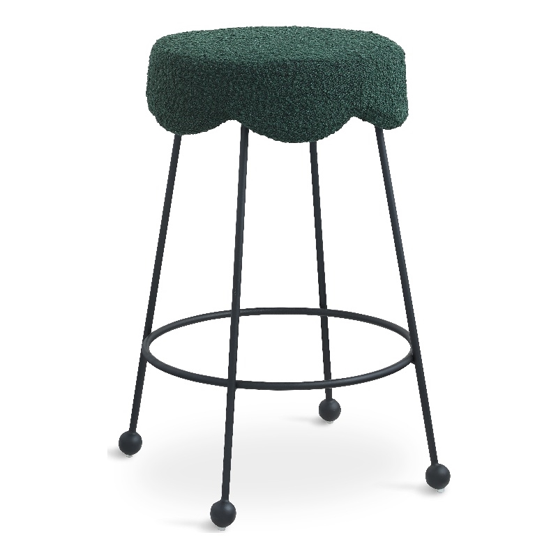 Meridian Furniture Fleur Green Boucle Fabric Counter Stool