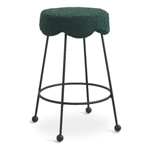 Meridian Furniture Fleur Green Boucle Fabric Counter Stool