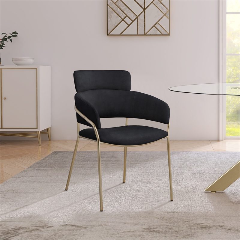 Meridian Furniture Yara Black Velvet Dining Chair (Set of 2)