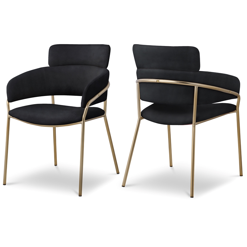 Meridian Furniture Yara Black Velvet Dining Chair (Set of 2)