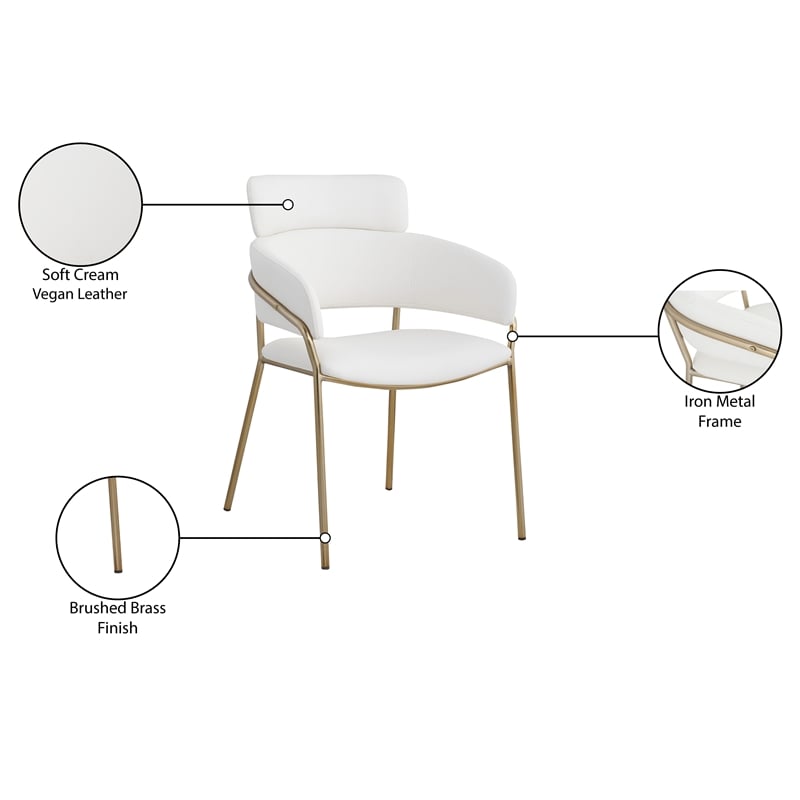 Meridian Furniture Yara Cream Vegan Leather Dining Chair (Set of 2)