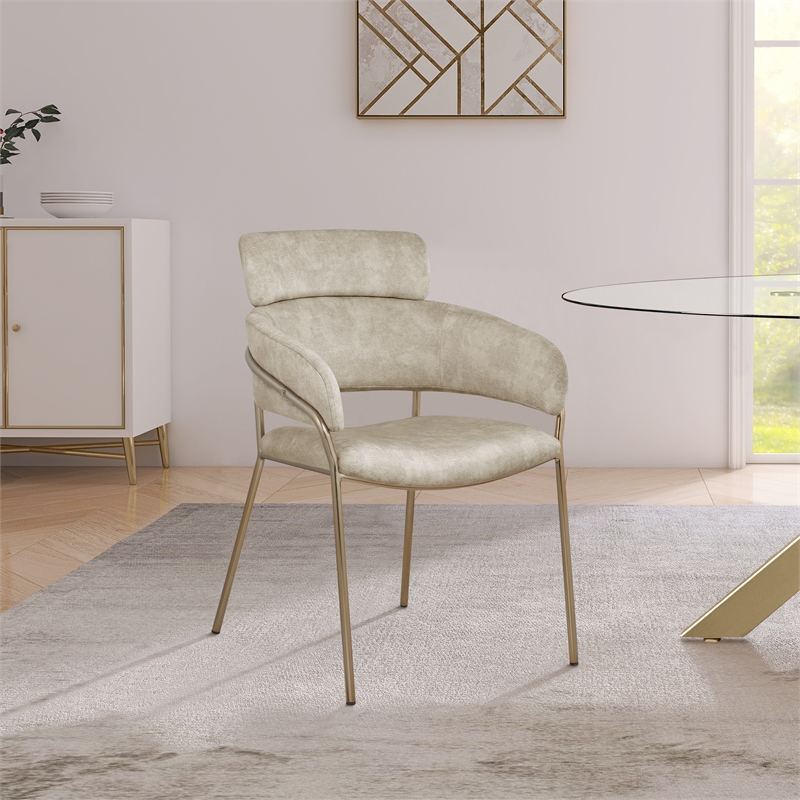 Meridian Furniture Yara Stone Velvet Dining Chair (Set of 2)