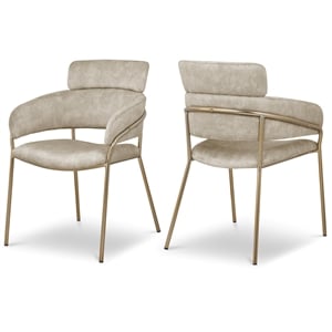 Meridian Furniture Yara Stone Velvet Dining Chair (Set of 2)