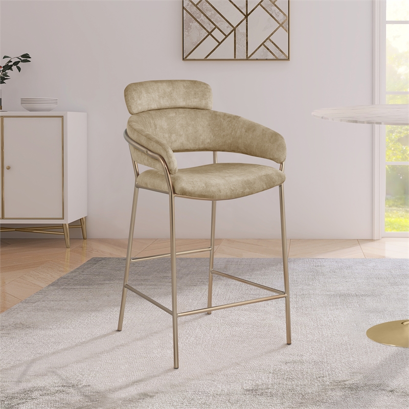 Meridian Furniture Yara Beige Velvet Counter Stool
