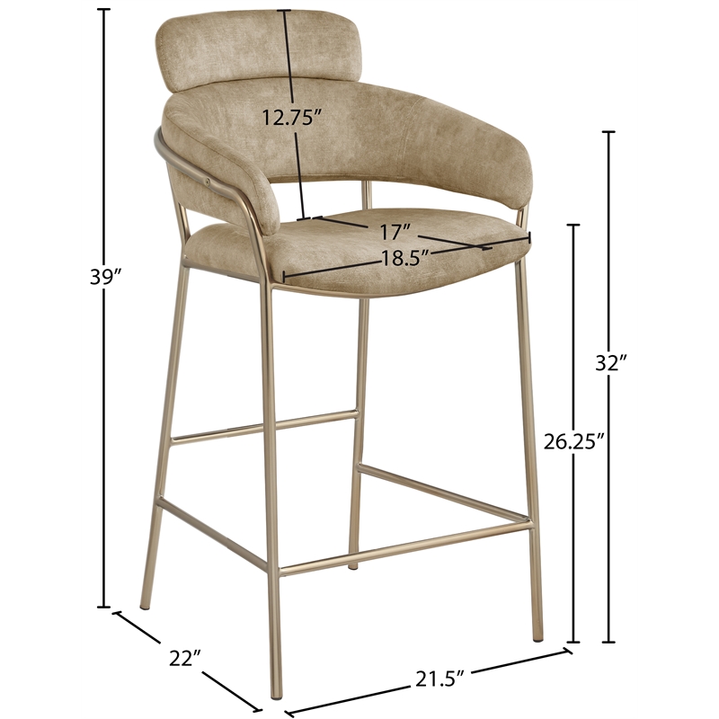 Meridian Furniture Yara Beige Velvet Counter Stool
