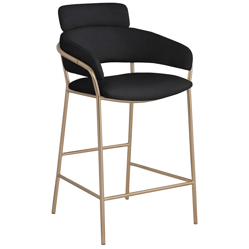 Meridian Furniture Yara Black Velvet Counter Stool
