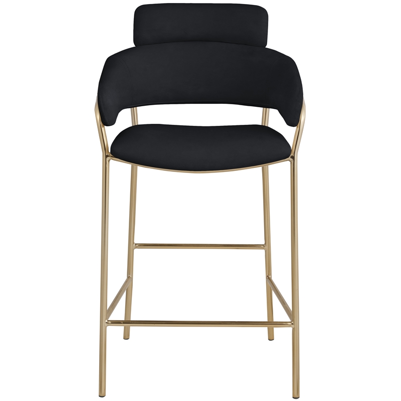Meridian Furniture Yara Black Velvet Counter Stool