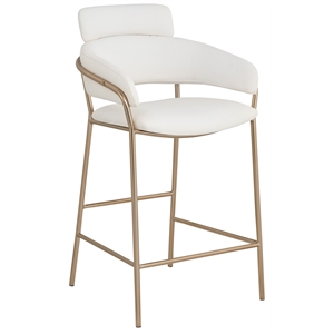 Meridian Furniture Yara Cream Vegan Leather Counter Stool