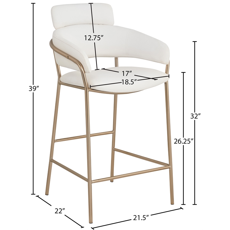 Meridian Furniture Yara Cream Vegan Leather Counter Stool
