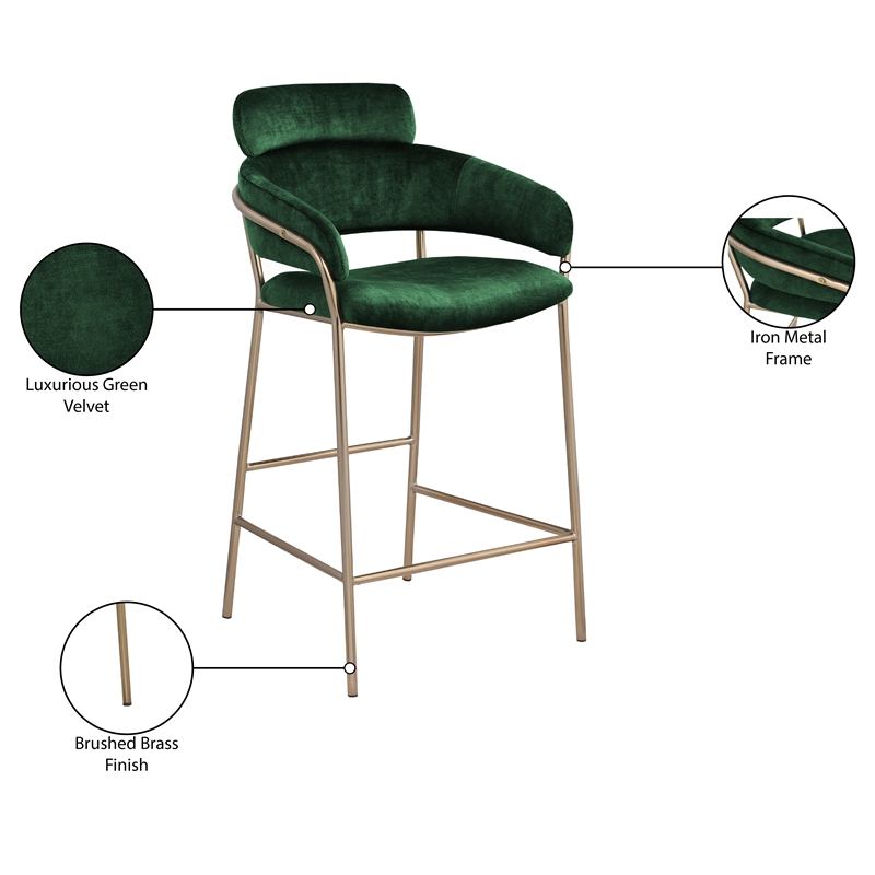 Meridian Furniture Yara Green Velvet Counter Stool