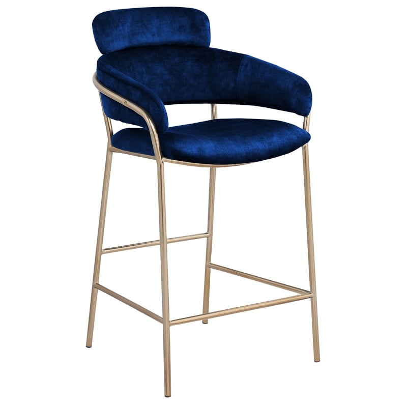 Meridian Furniture Yara Navy Velvet Counter Stool