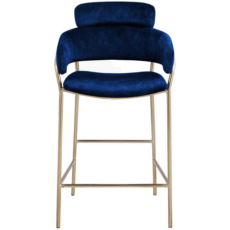 Meridian Furniture Yara Navy Velvet Counter Stool