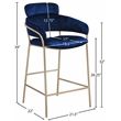 Meridian Furniture Yara Navy Velvet Counter Stool