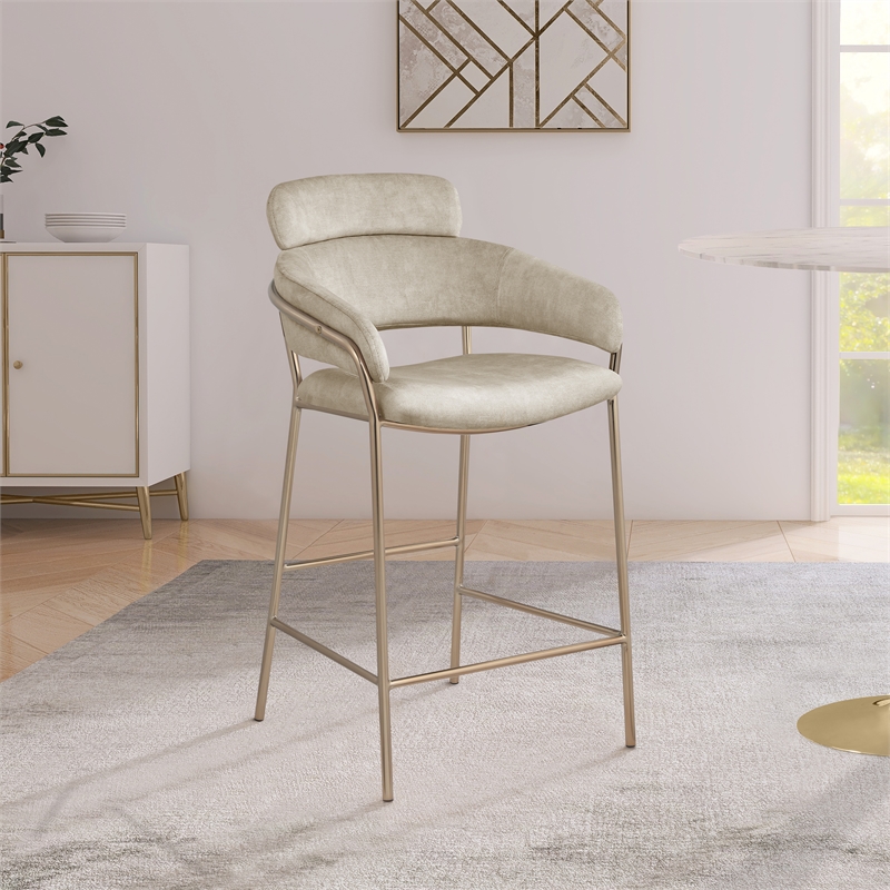 Meridian Furniture Yara Stone Velvet Counter Stool