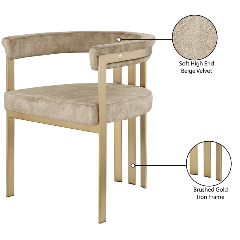 Meridian Furniture Marcello Beige Velvet Dining Chair (Set of 2)