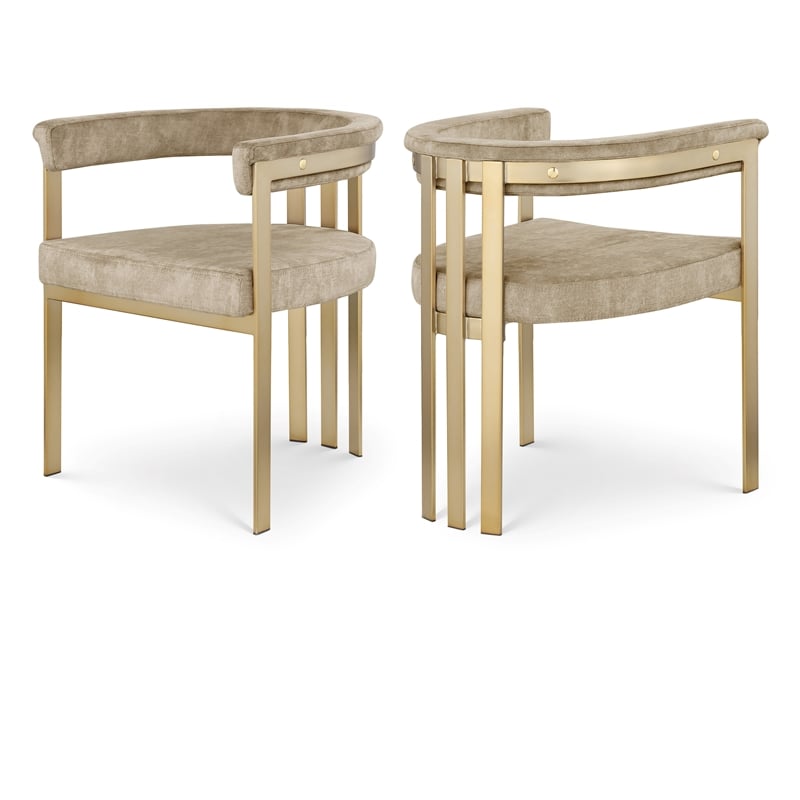 Meridian Furniture Marcello Beige Velvet Dining Chair (Set of 2)