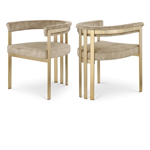 Meridian Furniture Marcello Beige Velvet Dining Chair (Set of 2)