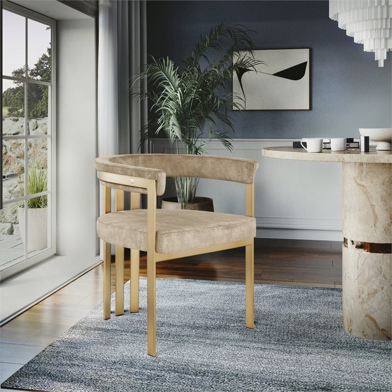 Meridian Furniture Marcello Beige Velvet Dining Chair (Set of 2)