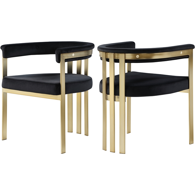 Meridian Furniture Marcello Black Velvet Dining Chair (Set of 2)