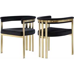 Meridian Furniture Marcello Black Velvet Dining Chair (Set of 2)