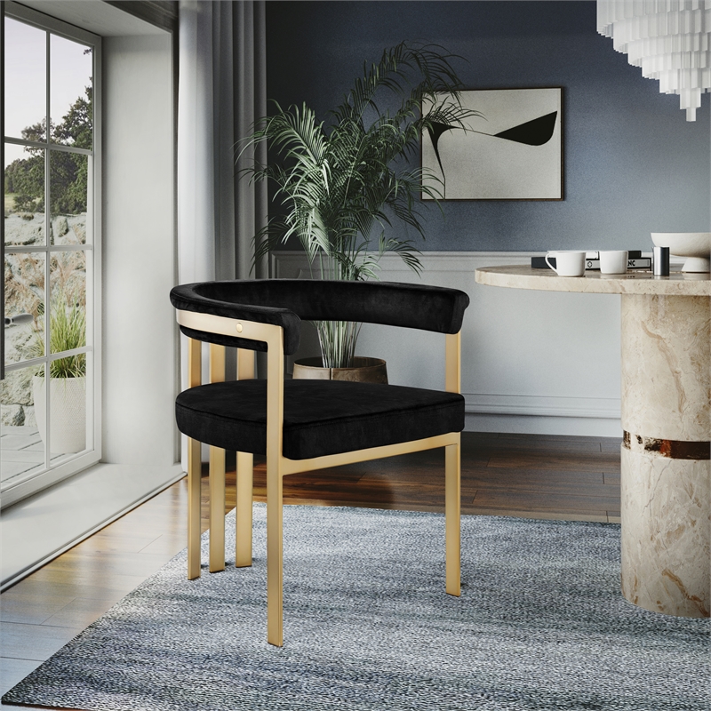 Meridian Furniture Marcello Black Velvet Dining Chair (Set of 2)
