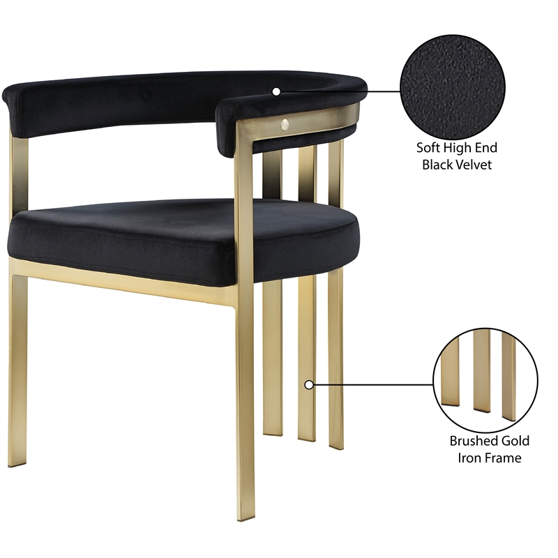 Meridian Furniture Marcello Black Velvet Dining Chair (Set of 2)