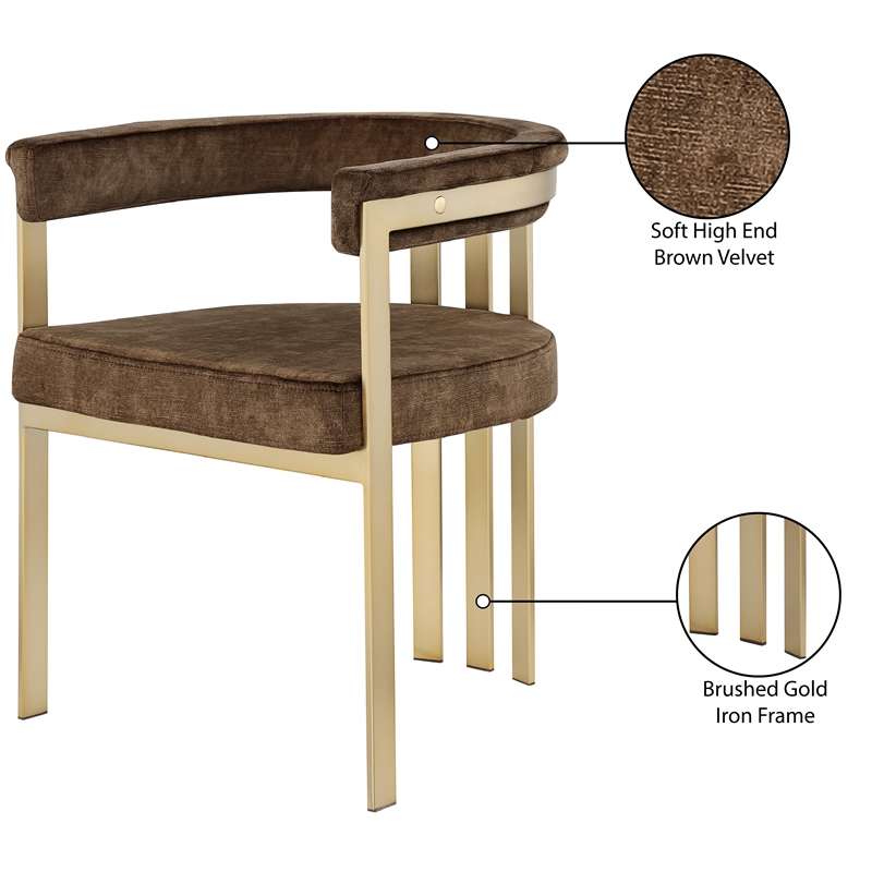 Meridian Furniture Marcello Brown Velvet Dining Chair (Set of 2)