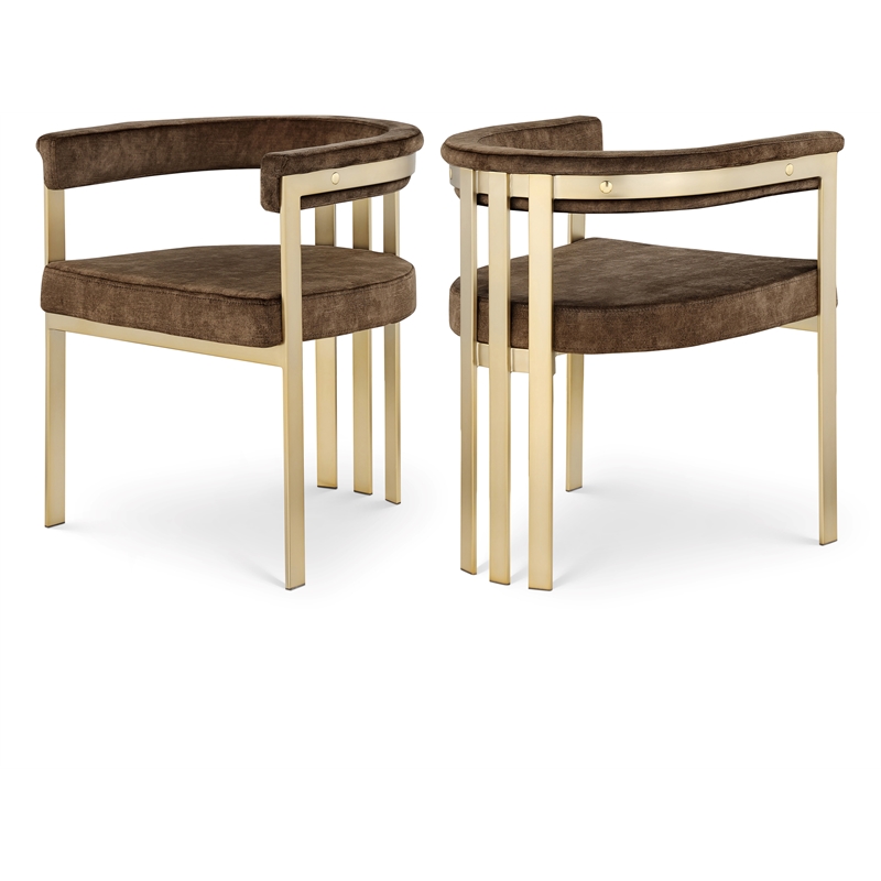Meridian Furniture Marcello Brown Velvet Dining Chair (Set of 2)