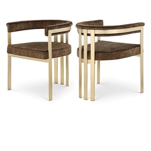 Meridian Furniture Marcello Brown Velvet Dining Chair (Set of 2)