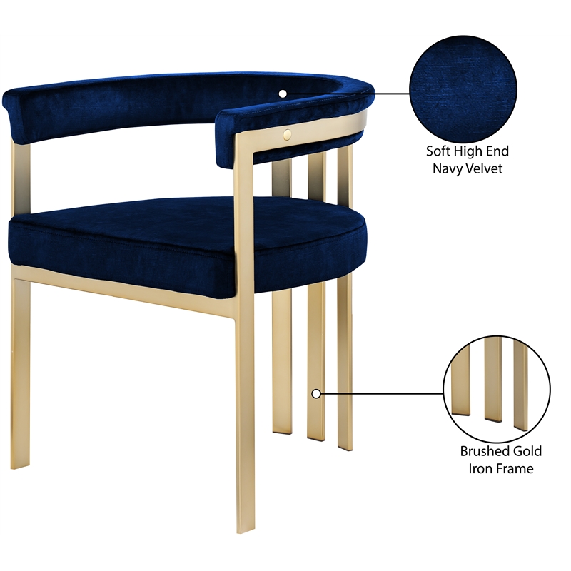 Meridian Furniture Marcello Navy Velvet Dining Chair (Set of 2)