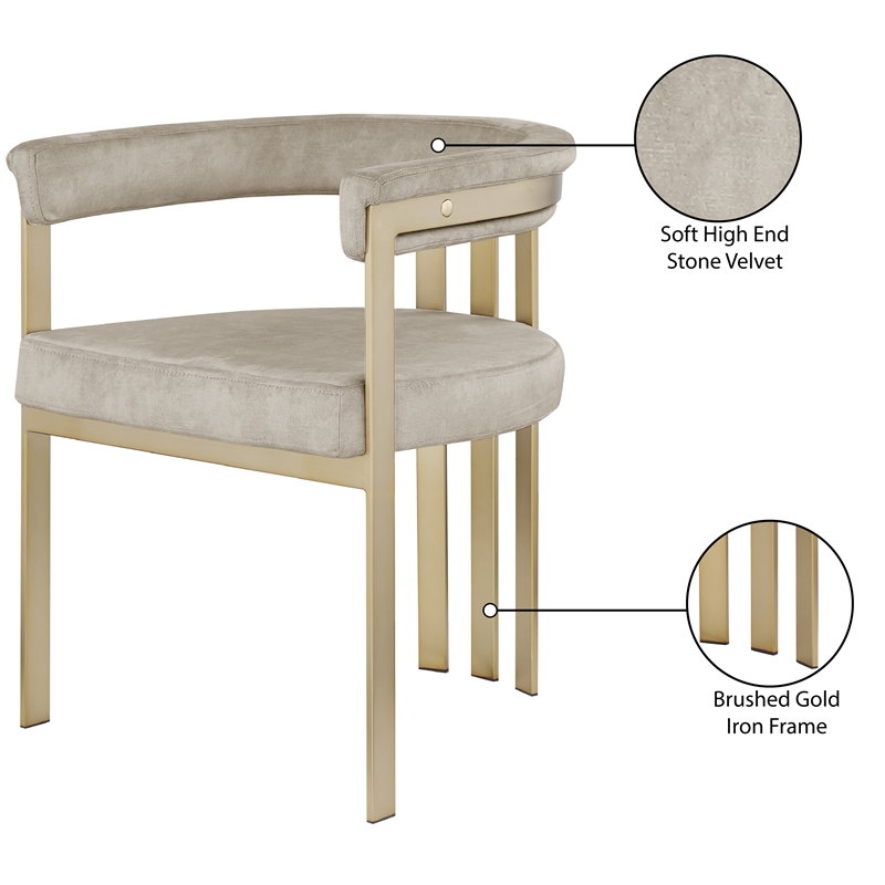 Meridian Furniture Marcello Stone Velvet Dining Chair (Set of 2)