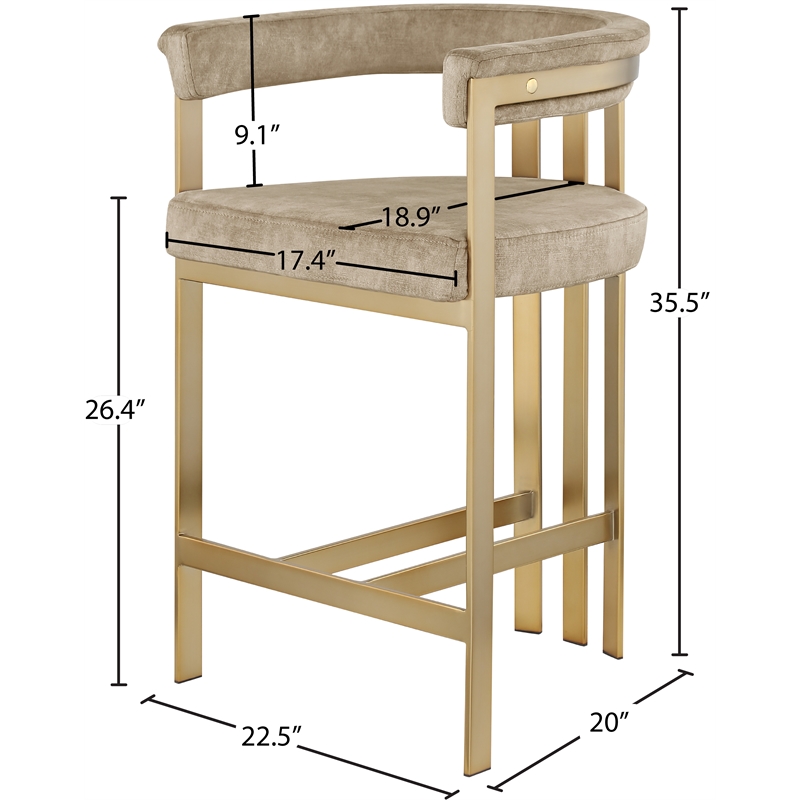 Meridian Furniture Marcello Beige Velvet Counter Stool (Set of 2)