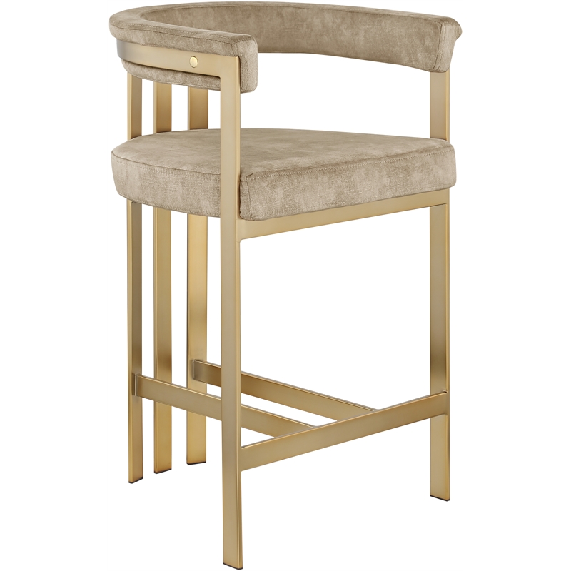 Meridian Furniture Marcello Beige Velvet Counter Stool (Set of 2)