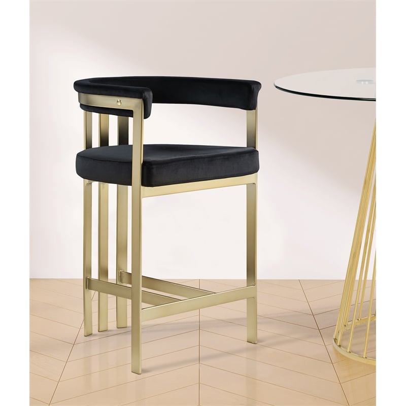 Meridian Furniture Marcello Black Velvet Counter Stool (Set of 2)