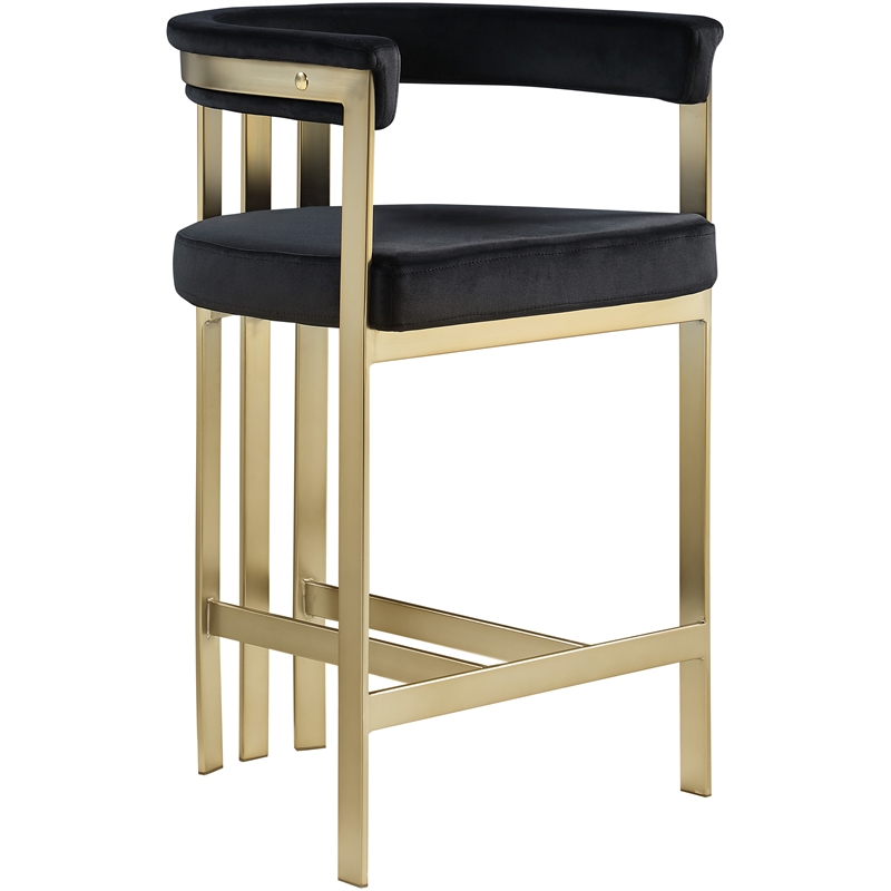 Meridian Furniture Marcello Black Velvet Counter Stool (Set of